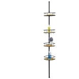 Étagère d'angle métal et bambou 4 niveaux 16 crochets 20x20xH65/275cm