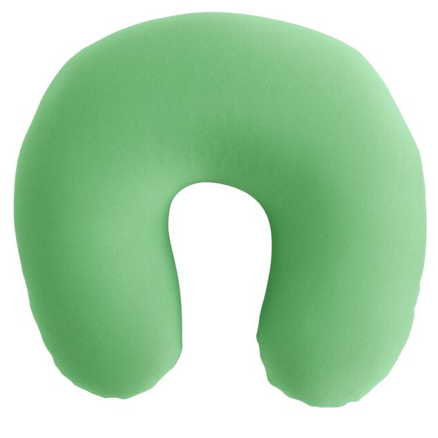 Coussin de voyage microbilles support nuque ergonomique vert 28x28cm