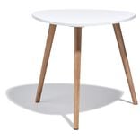 Bout de canapé table basse Joseph blanc pieds pin Ø48xH42 cm