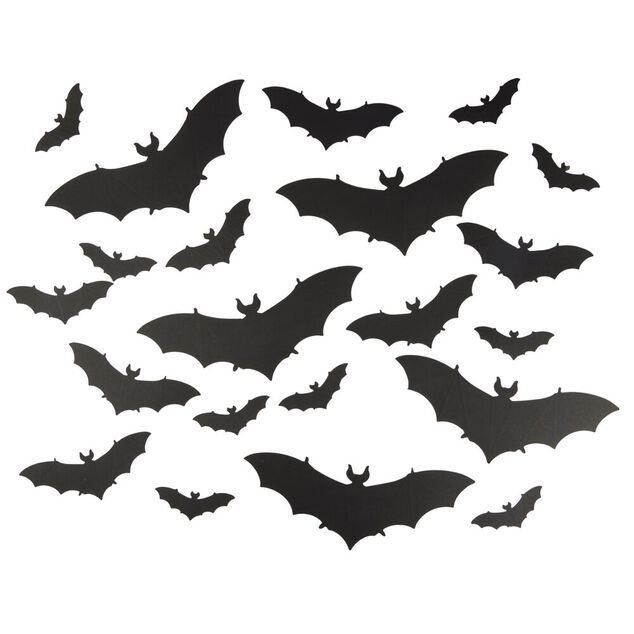 D&eacute;coration murale Halloween x30 chauve-souris papier noir