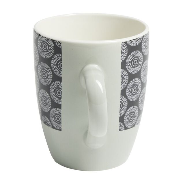 Mug en porcelaine motif rosace noir blanc 33cl