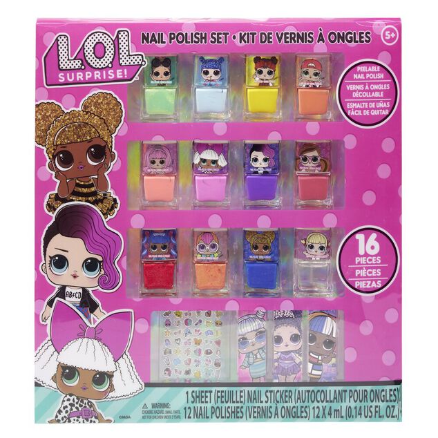Set beaut&eacute; enfant vernis nail art et 16 accessoires licences 29,5x29,5cm