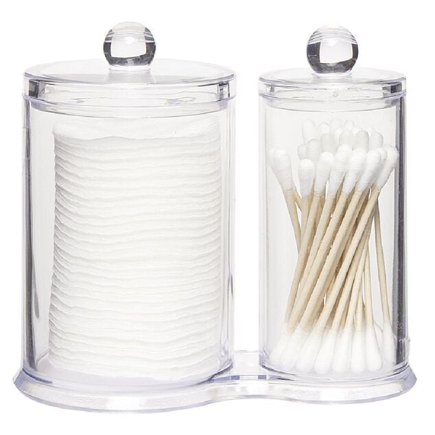 Range disques et coton tige en plastique transparent