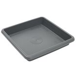 Soucoupe carr&eacute;e pot de fleur plastique gris anthracite 27,5x27,5cm