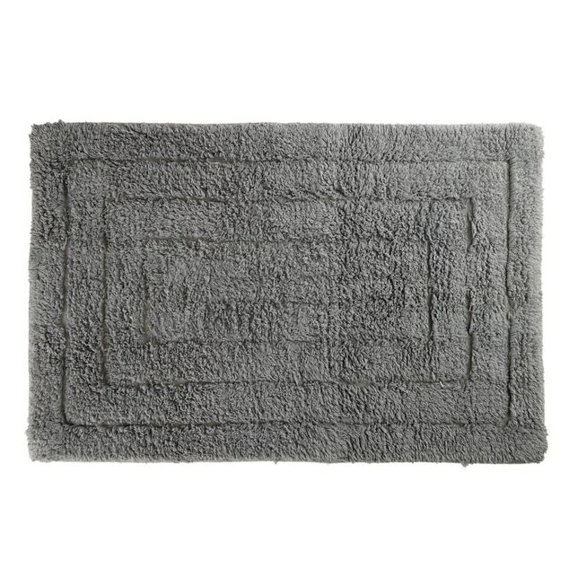 Tapis salle de bain rectangulaire coton gris 45x70cm