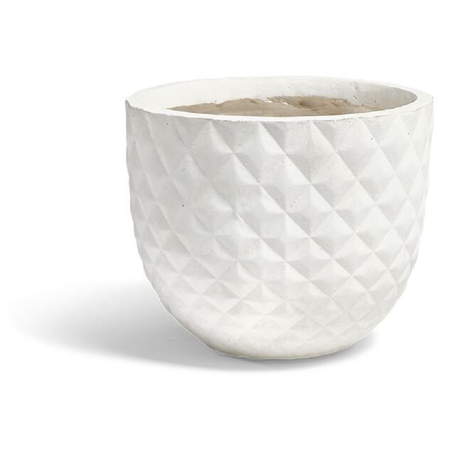 Cache pot en fibre d'argile style diamant blanc ivoire &Oslash;24cm
