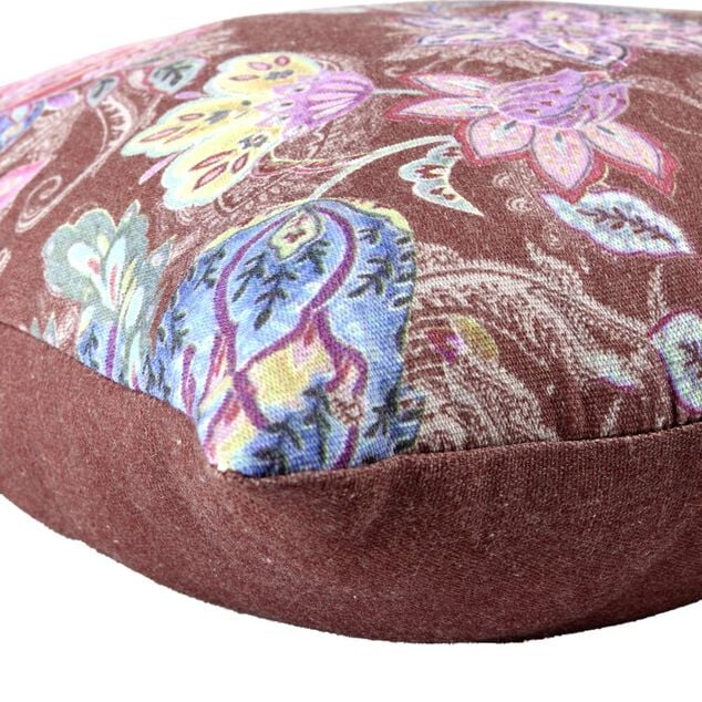 Coussin carr&eacute; motif v&eacute;g&eacute;tal Indie effet toile de jute 45x45cm (2 mod&egrave;les)