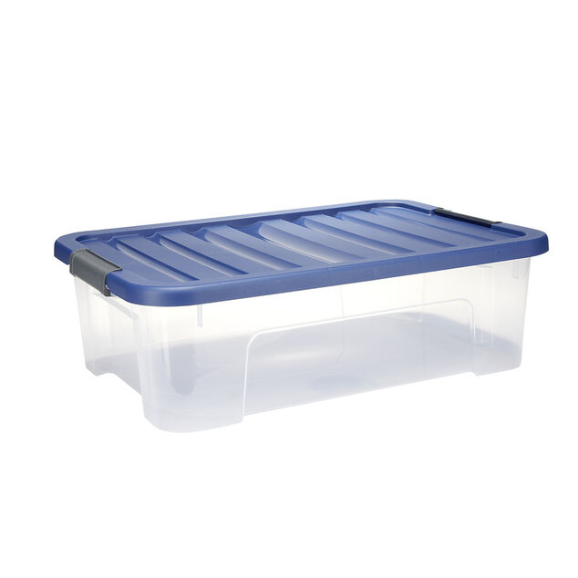 Box plastique 25L avec couvercle &agrave; clip 55x17xH39cm