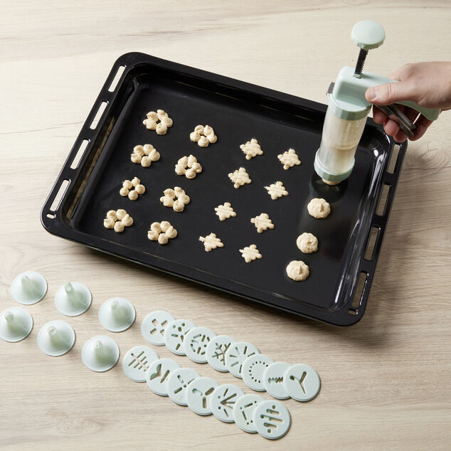 Presse à biscuits sucrés/salés 16 disques et 6 douilles