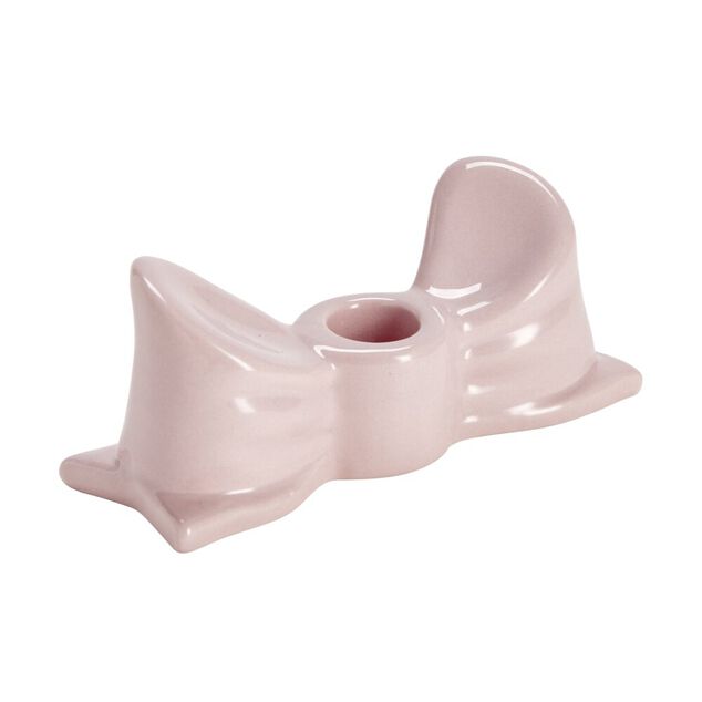 Bougeoir dolomite forme noeud color&eacute; L14,5xH6cm (2 mod&egrave;les rouge ou rose)