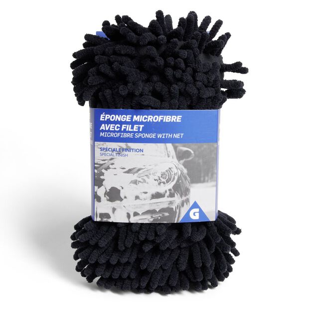 Éponge nettoyante voiture microfibre rouge avec filet spéciale finition