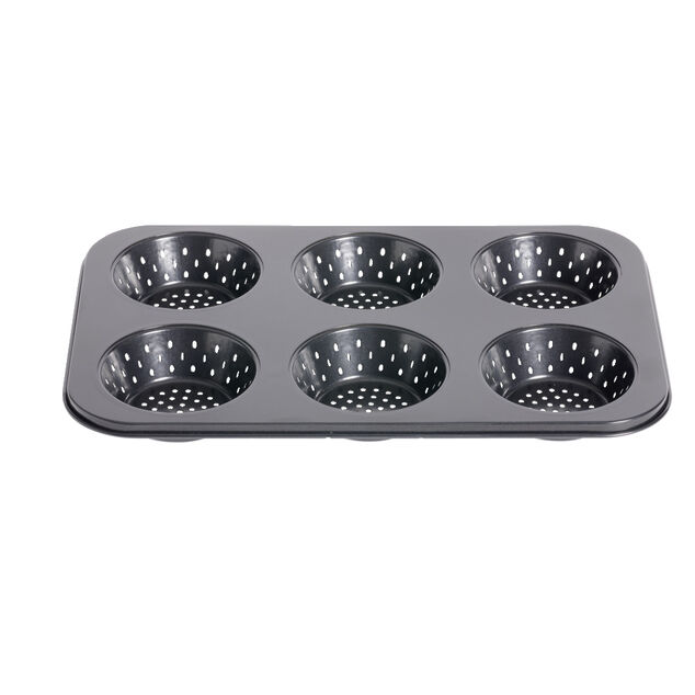 Moule &agrave; muffin perfor&eacute; acier noir 33,6x22xH3cm