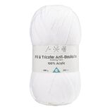 Pelote de fil &agrave; tricoter acrylique anti bouloche blanc