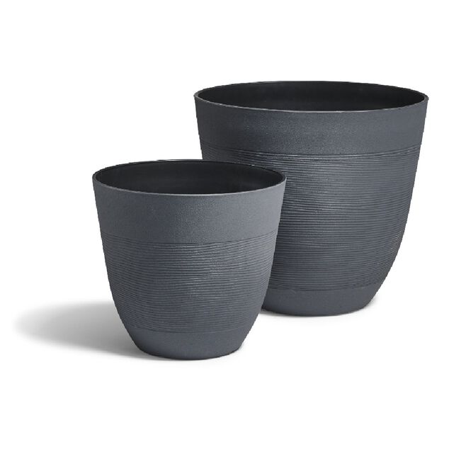 Cache pot rond gris frise ligne horizontale 30L
