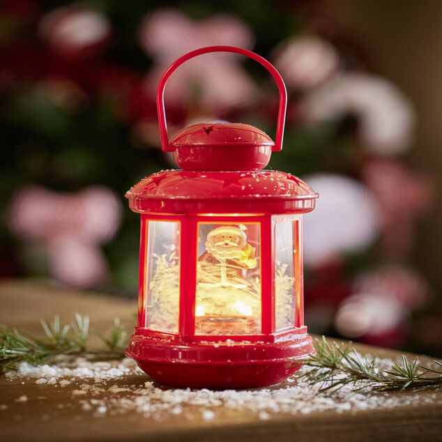 Lanterne de No&euml;l lumineuse avec personnage &agrave; poser H17,5cm (2 mod&egrave;les)