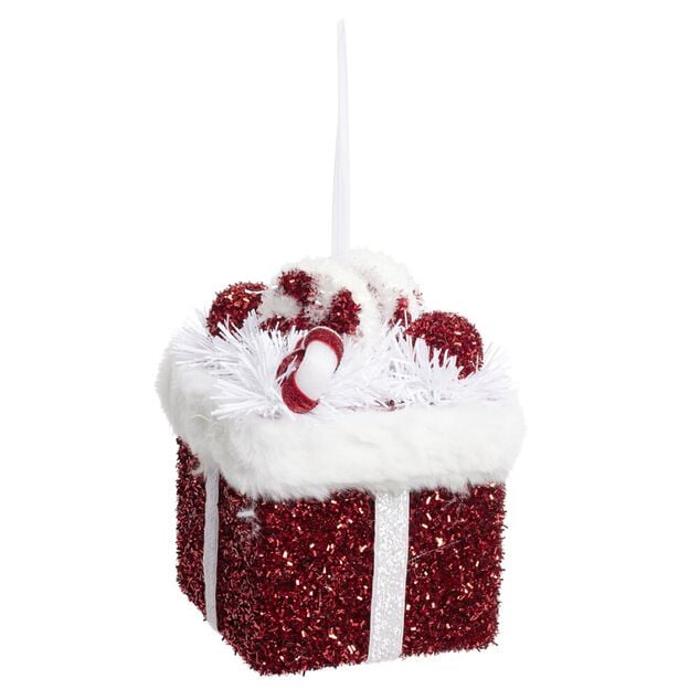 D&eacute;coration de No&euml;l &agrave; suspendre cadeau sucre d'orge 12x12xH20cm