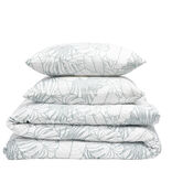 Parure de lit 2 personnes 240x220cm polyester motif feuillage blanc et vert