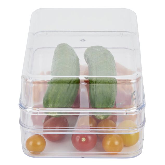 Bo&icirc;te transparente &agrave; 2 niveaux pour frigo 2,5L - L.21,5x14,5xH10,5cm