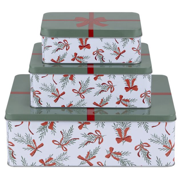 Bo&icirc;te de conservation rectangulaire X3 m&eacute;tal motif No&euml;l