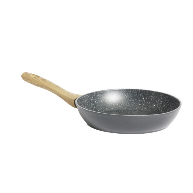 Po&ecirc;le tous feux dont induction aluminium noir et poign&eacute;e bois &Oslash;24cm