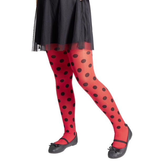 Collant enfant motif coccinelle rouge et pois noir Taille unique L65cm