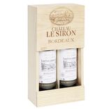 Coffret vin rouge en bois 2 bouteilles Bordeaux Château Le Siron 2023 2x75cl