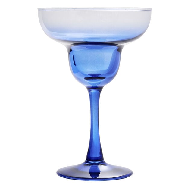 Verre &agrave; cocktail sur pied x2 en verre bleu et orange 240ml