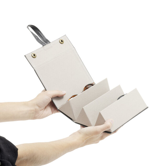 &Eacute;tui &agrave; lunettes pour 3 paires organisateur de voyage simili noir 16x13xH6cm