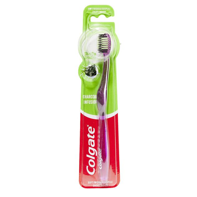 Brosse &agrave; dents Colgate charbon infus&eacute; poils souples