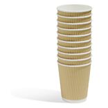 Gobelet cartonn&eacute; ext&eacute;rieur cannel&eacute; beige et blanc 20 cl x10