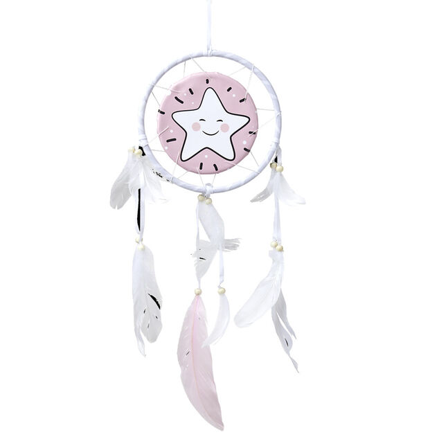 Attrape-rêve arc-en-ciel avec plume 16xH50cm (4 modèles)