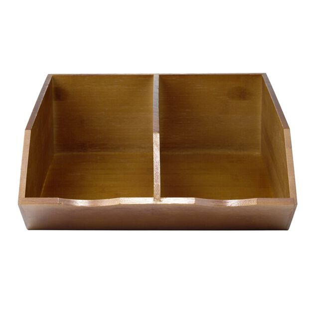 Rangement de cuisine 2 compartiments en bois et bambou brun 34x30,5xH13,5cm