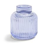 Bougeoir verre double usage bleu &Oslash;7xH8,5cm