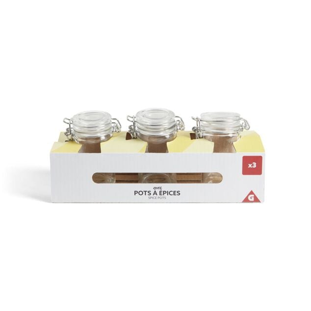 Lot de 3 pots &agrave; &eacute;pices en verre