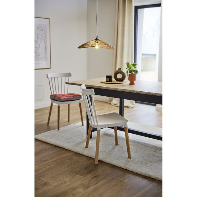 Chaise Lida blanche avec pieds en bois naturel x2
