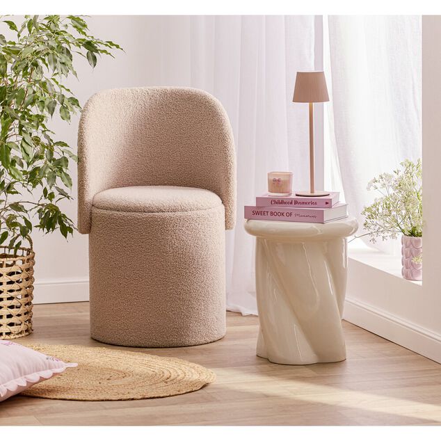 Bout de canap&eacute; rond Creamy laqu&eacute; &Oslash;33xH40cm (2 mod&egrave;les rose ou blanc)