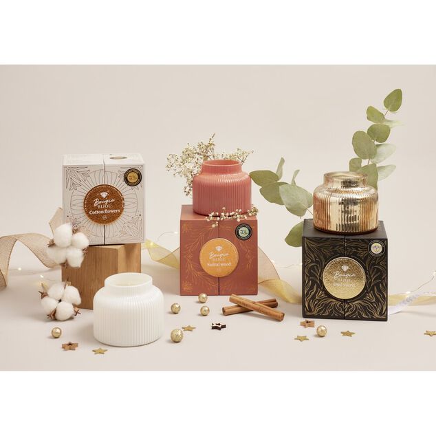 Bougie parfum&eacute;e verre bracelet dor&eacute; &Oslash;9xH7cm (6 mod&egrave;les)