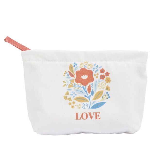 Pochette cosmétique polycoton Love pour maman 17x20cm (4 modèles)