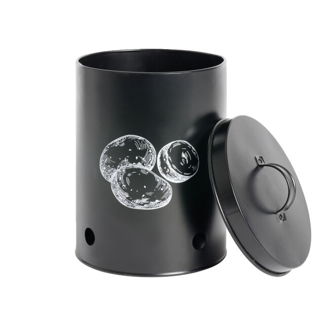 Boîte de conservation pour pommes de terre en métal noir