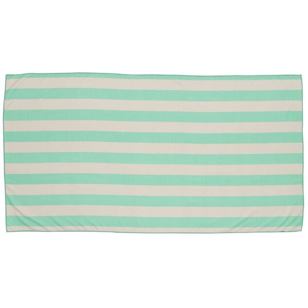 Serviette de plage microfibre marini&egrave;re blanc et vert 1 personne