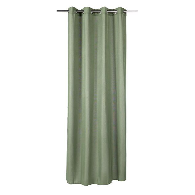 Rideau &agrave; oeillets 140x240cm polyester effet lin vert kaki