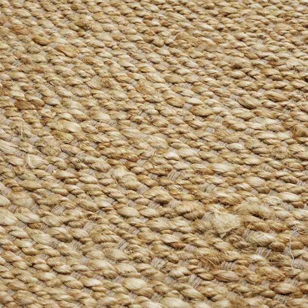 Tapis rectangulaire &agrave; franges en jute et coton marron 60x180cm