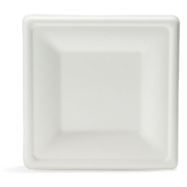 Lot de 12 assiettes à dessert carrées en canne à sucre