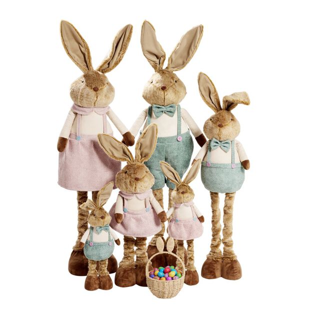D&eacute;coration &agrave; poser lapin r&eacute;tactable jambes extensibles H75cm (2 mod&egrave;les)