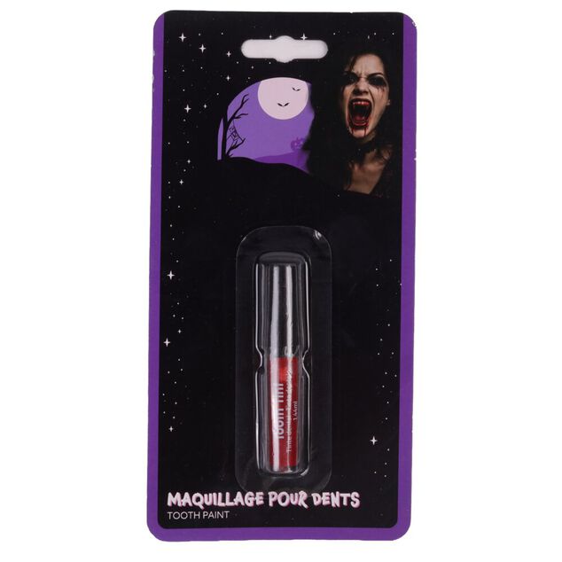 Maquillage Halloween peinture dents tube couleur (2 mod&egrave;les rouge ou noir)