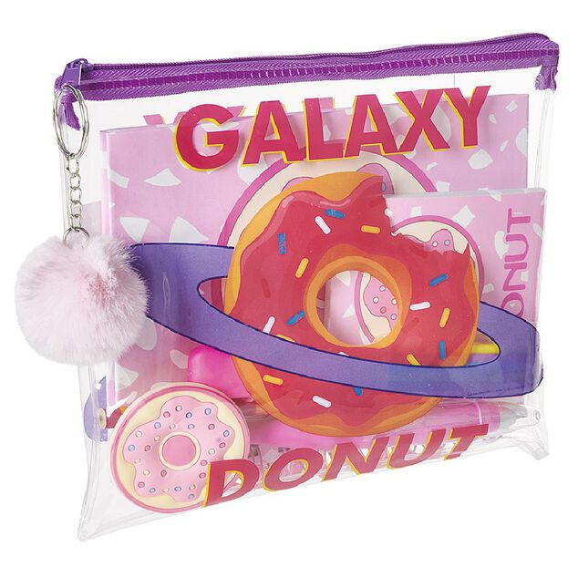 Trousse garnie transparente design Galaxy Donut