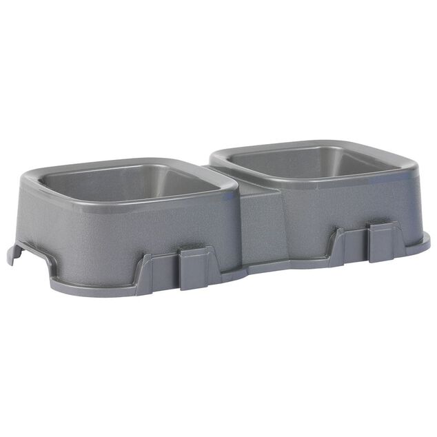 Gamelle double grise 2x500ml - plastique 31,8x16,6xH6,5cm