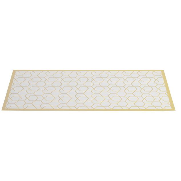 Tapis vinyle imprim&eacute; graphique jaune L.99 cm