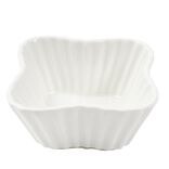 Ramequin carr&eacute; c&eacute;ramique contour textur&eacute; blanc 7,5x7,5xH3,5cm
