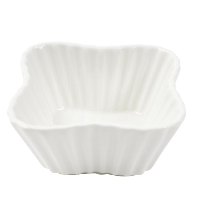 Ramequin carr&eacute; c&eacute;ramique contour textur&eacute; blanc 7,5x7,5xH3,5cm